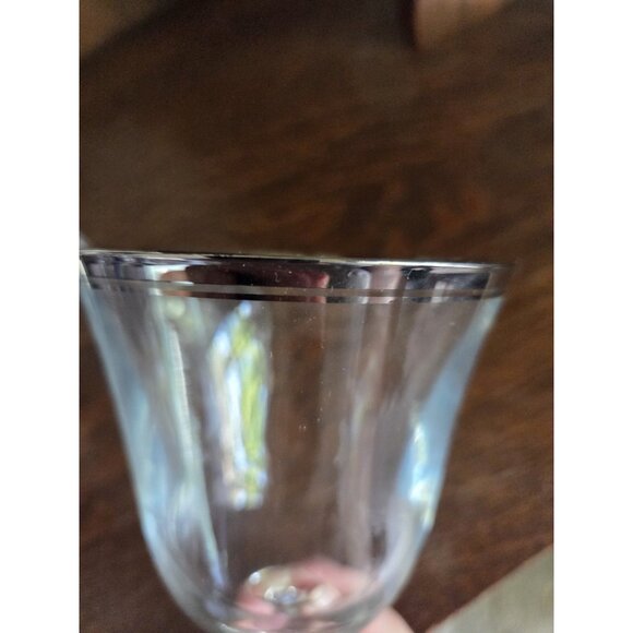 Set 6 Mikasa Briarcliffe Water Goblet Glasses 8 3/8" Blown Glass Dbl Silver Strp - Picture 10 of 10